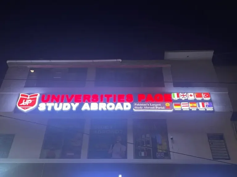 3D acrylic sign board for Study Abroad universities office in Lahore by Artista Sign and Design