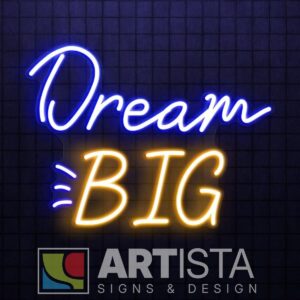 Dream Big LED neon sign for bedroom, office, gaming room, and inspirational wall decoration
