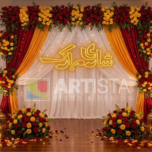 Shadi Mubarak calligraphy LED neon sign for Pakistani wedding stage decoration