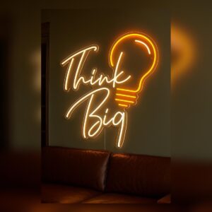 Think Big LED Neon Sign for Office & Gaming Room Decor