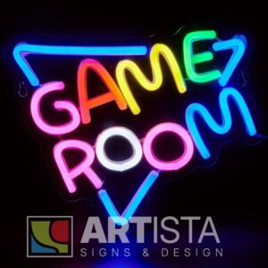 Game Room LED neon sign for gaming setup, streamer background, and esports room decoration