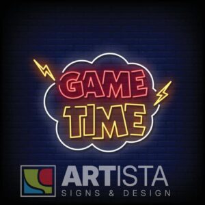Game Time LED neon sign for gaming room, streamer setup, and esports wall decoration