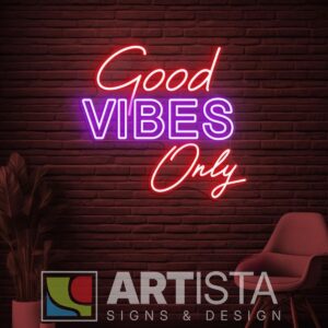 Good Vibes Only LED neon sign for bedroom, café, salon, and aesthetic wall decoration