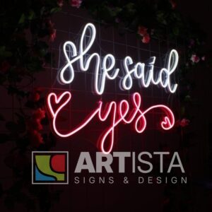 She Said Yes LED neon sign for proposal, engagement, and romantic wedding decoration