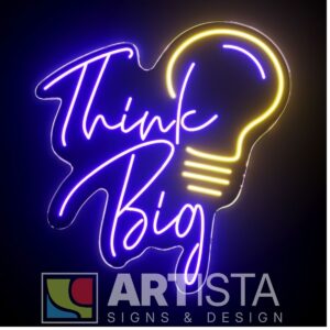 Think Big LED neon sign for office, bedroom, gaming room, and inspirational wall decoration