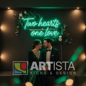 Two Hearts One Love Neon Sign –